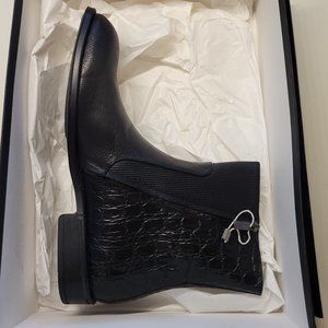 John Richmond Black Leather Ankle Hiker Boots - Sz EU 42 - NEW!